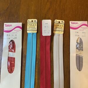 Vintage 9” Zippers Lot 5 Talon Unique Nylon Coil Sewing Skirt Neckline NOS
